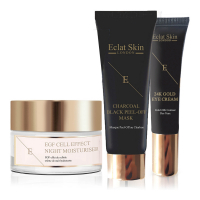 Eclat Skin London 'EGF Cell Effect + 24K Gold + Charcoal Black' SkinCare Set - 3 Pieces