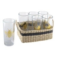 Aulica Set Of 6 Bee Glasses With Basket