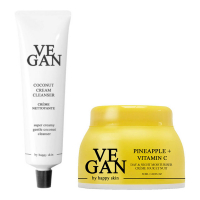 Vegan by Happy Skin 'Coconut & Pineapple + Vitamin C' Nachtcreme, Reinigungscreme