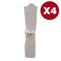Aulica Set Of 4 Napkin Rings Double Pearl