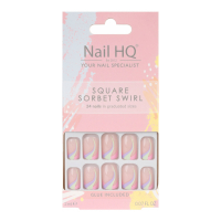 Nail HQ Faux Ongles 'Square Sorbet Swirl' - 24 Pièces
