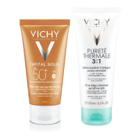 Vichy 'Crème Onctueuse Protectrice SPF50 + Lait Démaquillant 3en1' Sonnenpflege Set - 2 Stücke