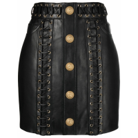 Balmain Women's 'Eyelet-Embellished Buttoned' Mini Skirt