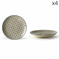 Evviva Set 4 Flat Plate In Stoneware Ø 25 X H 3.5 cm