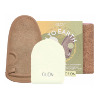 GLOV Down To Earth Set | Water-Only Makeup Removing And Skin Cleansing Mitt With Skin Smoothing Body Exfoliating Mitt