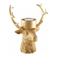 Aulica Deer Head Gold Polyresine Candle Holder