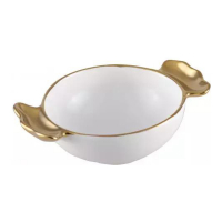 Aulica Candy Bowl White Porcelain Goldhandles