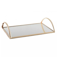 Aulica Rectangular Tray With Gold Hammered Handles 32.5X20X1Cm