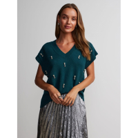 New York & Company Women's 'Crystal Embellished' Short-Sleeve Sweater