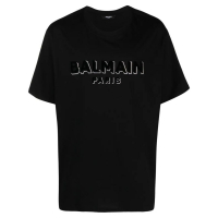 Balmain T-shirt 'Flocked Logo' pour Hommes