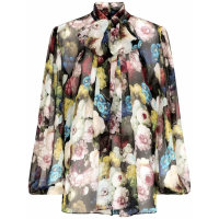 Dolce & Gabbana Women's 'Floral Attached-Scarf' Long Sleeve Blouse