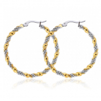 Liv Oliver Women's 'Two Tone Textured Hoop' Earrings