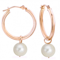 Liv Oliver Women's 'Pearl Drop Hoop' Earrings