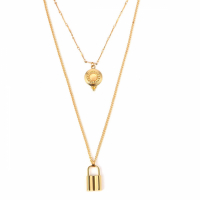 Liv Oliver Women's 'Double Layer Lock' Necklace
