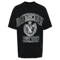 Balenciaga Men's 'Logo-Print Distressed' T-Shirt