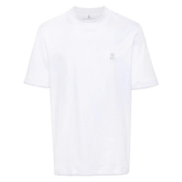 Brunello Cucinelli T-shirt 'Logo-Embroidered Layered' pour Hommes