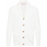 Brunello Cucinelli Cardigan 'Logo-Embossed Buttons Ribbed-Knit' pour Hommes