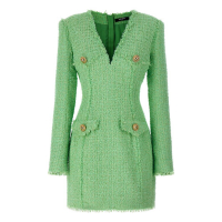 Balmain Women's 'Button-Embellished Tweed' Mini Dress