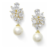Liv Oliver Women's 'Cluster & Pearl Drop Exquisite' Earrings