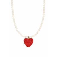 Liv Oliver Women's 'Red Crystal Heart Drop' Necklace