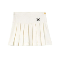 Palm Angels Mini Jupe 'Monogram-Embroidered Pleated' pour Femmes