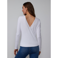 New York & Company T-Shirt manches longues 'Ribbed Surplice' pour Femmes