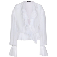 Dolce & Gabbana Women's 'Ruffled-Trim' Long Sleeve Blouse