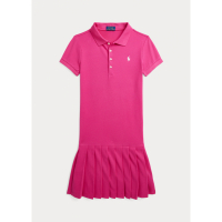 Ralph Lauren 'Pleated Stretch' Polo-Kleid für große Mädchen
