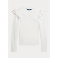 Ralph Lauren 'Ruffled' Langärmeliges T-Shirt für große Mädchen