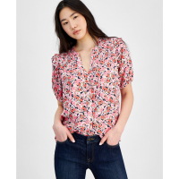 Tommy Hilfiger Women's 'Smocked Ditsy Floral' Short sleeve Blouse