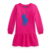 Ralph Lauren 'French Knot Big Pony' Kleid mit langen Ärmeln für Kleine Mädchen