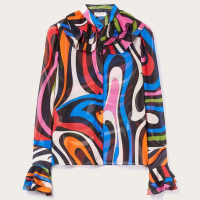 Emilio Pucci Women's 'Marmo Georgette' Long Sleeve Blouse