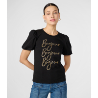 Karl Lagerfeld Women's 'Puff Sleeve Sequin Bonjour' T-Shirt
