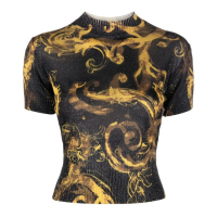 Versace Jeans Couture Women's 'Barocco Glitter Knitted' Short sleeve Top