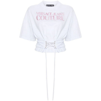 Versace Jeans Couture 'Glittery-Logo Lace-Up' T-Shirt für Damen