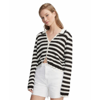 Tommy Jeans Women's 'Crochet Striped Collared' Cardigan