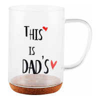 Aulica Borosilicate Glass Mug With "This Is Dad'S"+ Cork Base In Kraft Box