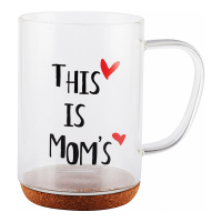 Aulica Borosilicate Glass Mug With "This Is Mom'S"+ Cork Base In Kraft Box
