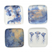 Aulica Set Of 4 Square Dishes Jellyfish