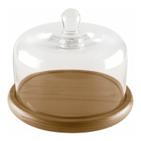 Aulica Wooden Cake Stand With Glass Bell