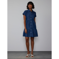 New York & Company Robe à manches courtes 'Chambray Tiered Shirt' pour Femmes