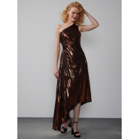 New York & Company Women's 'Metallic Pleated Asymmetric' One Shoulder Dress