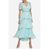 Calvin Klein Women's 'Floral Tiered' Short-Sleeved Dress