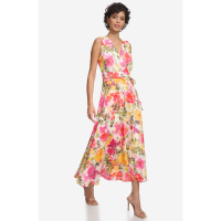 Calvin Klein 'Floral Wrap Front' Midi Kleid für Damen
