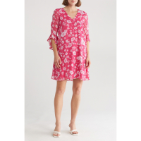Calvin Klein 'Floral Ruffle Sleeve' Mini Kleid für Damen