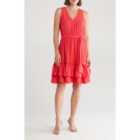 Calvin Klein 'Belted Tiered Hem' Mini Kleid für Damen