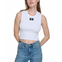 Calvin Klein Jeans 'Ribbed Angled-Hem Logo' Crop Top für Damen