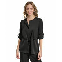 Calvin Klein 'Drawstring-Waist Button Front' Langärmelige Bluse für Damen