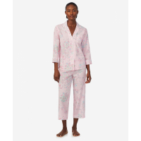 LAUREN Ralph Lauren Women's '3/4 Sleeve Notch Collar' Top & Pajama Trousers Set