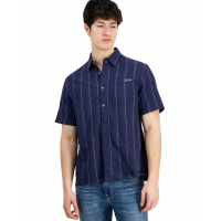 Guess 'Boxi Textured Stripe Button-Down' Kurzärmeliges Hemd für Herren